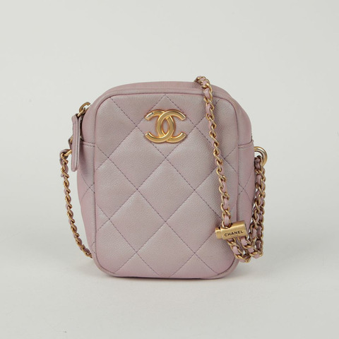 CHANEL Caviar Skin CC Logo 我的完美迷你肩斜背包