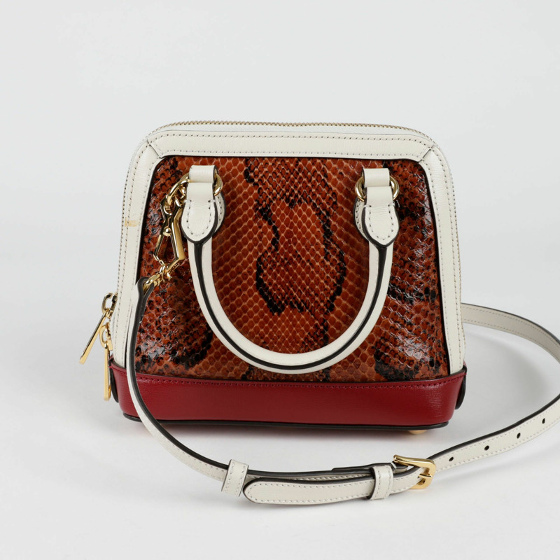 GUCCI Horsebit 1955 迷你蟒蛇皮頂部提把托特單肩包-4