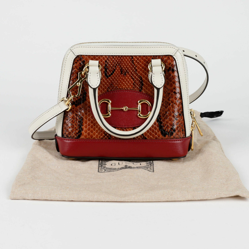 【包稅】GUCCI Horsebit 1955 迷你蟒蛇紋手提單肩包-0