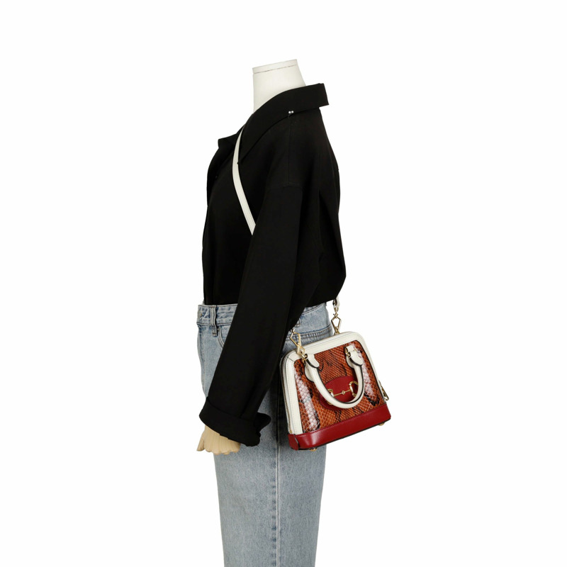 【包稅】GUCCI Horsebit 1955 迷你蟒蛇紋手提單肩包-10