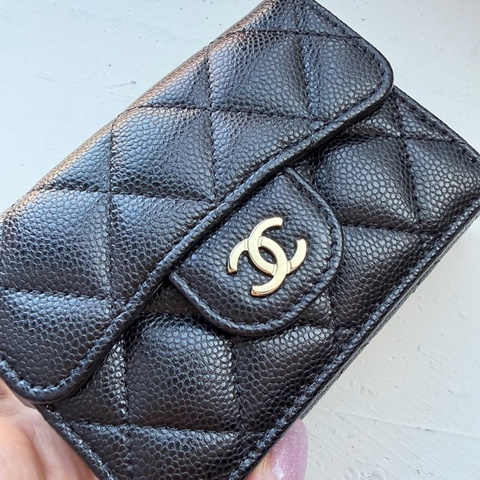 chanel 黑金三折mini短夾