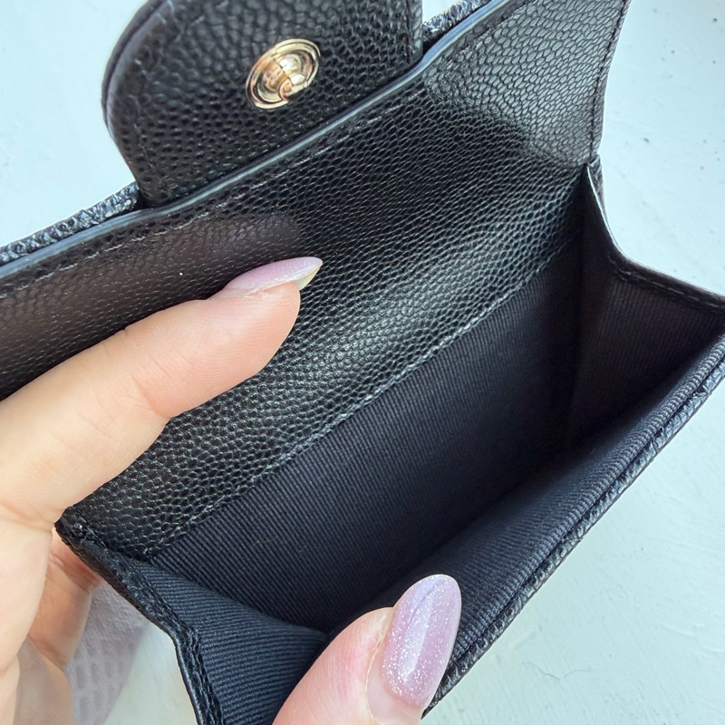 chanel 黑金三折mini短夾-4