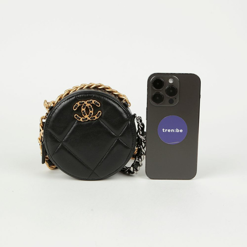 【包稅】CHANEL 19吋圓形迷你鏈條單肩斜背包-6