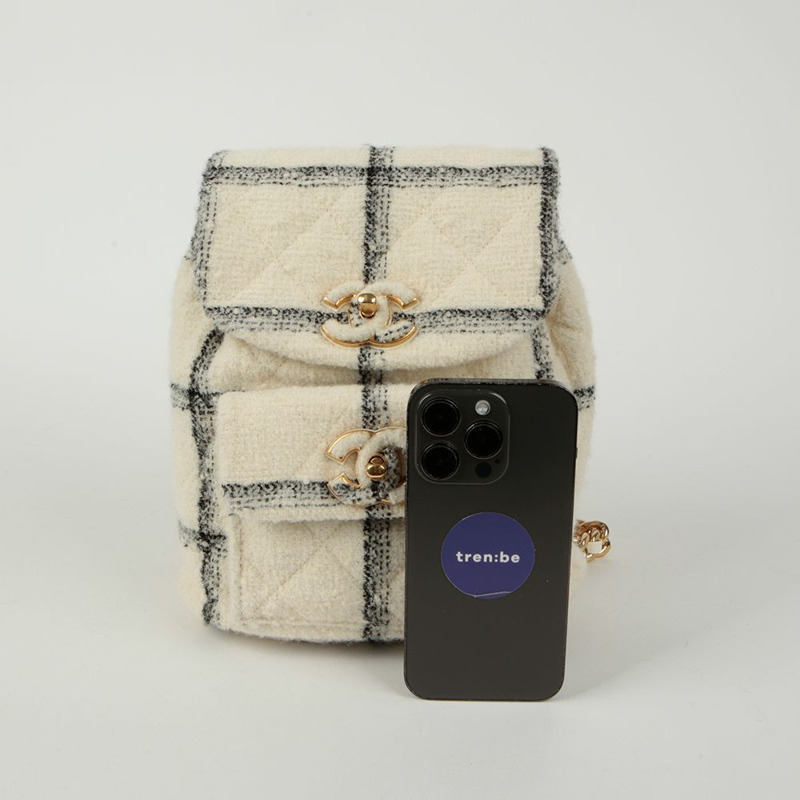 【包稅】CHANEL CC Logo 斜紋軟呢背包-6