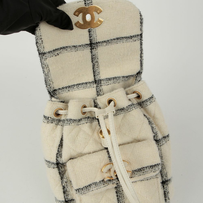 【包稅】CHANEL CC Logo 斜紋軟呢背包-7