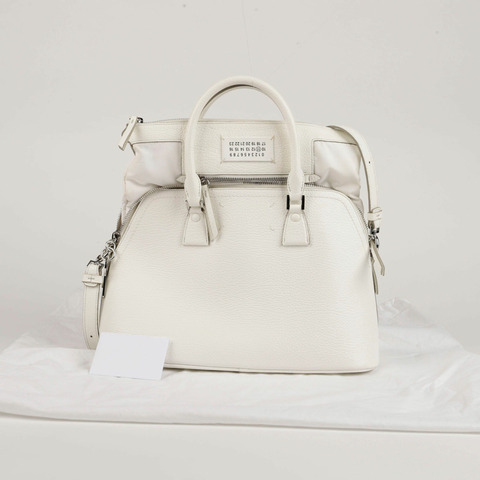 MAISON MARGIELA 中型白色皮革 5AC 手提包和單肩包 0093