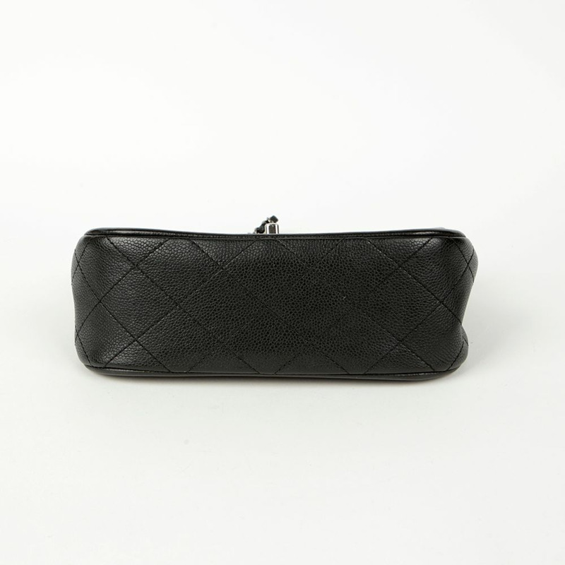 CHANEL Caviar Skin CC Logo 翻蓋單肩包-5