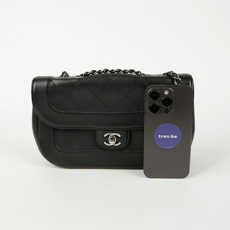 CHANEL Caviar Skin CC Logo 翻蓋單肩包-6