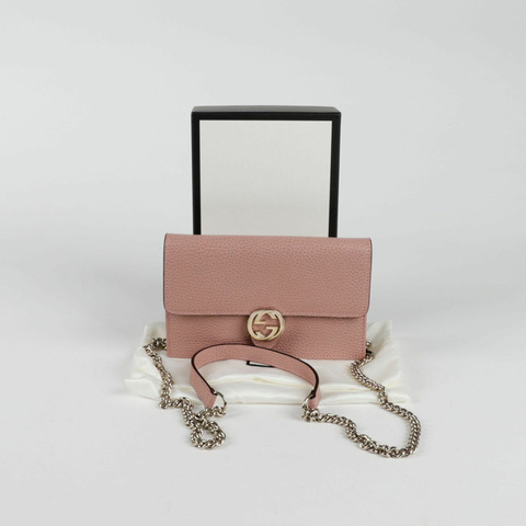 GUCCI 互扣式迷你鏈條皮夾斜背包