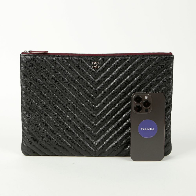 CHANEL Caviar Skin 經典大手拿包 A82552-8