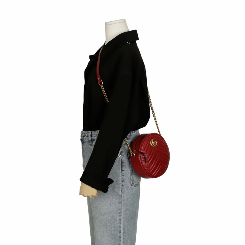 GUCCI GG Marmont 迷你圓形肩斜背包-9