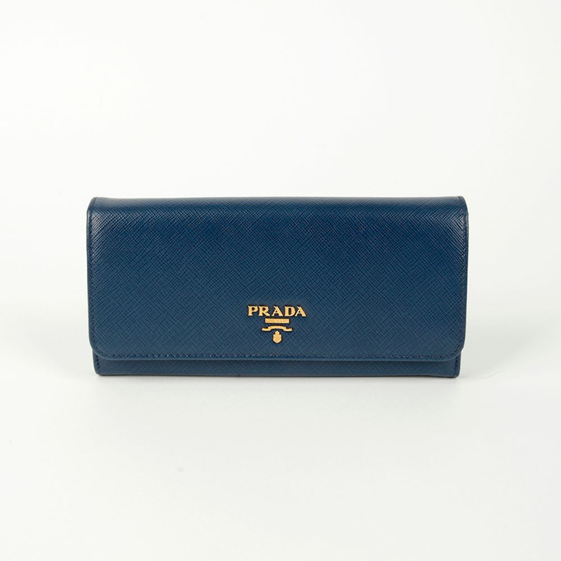 PRADA 金屬標誌長皮夾-1