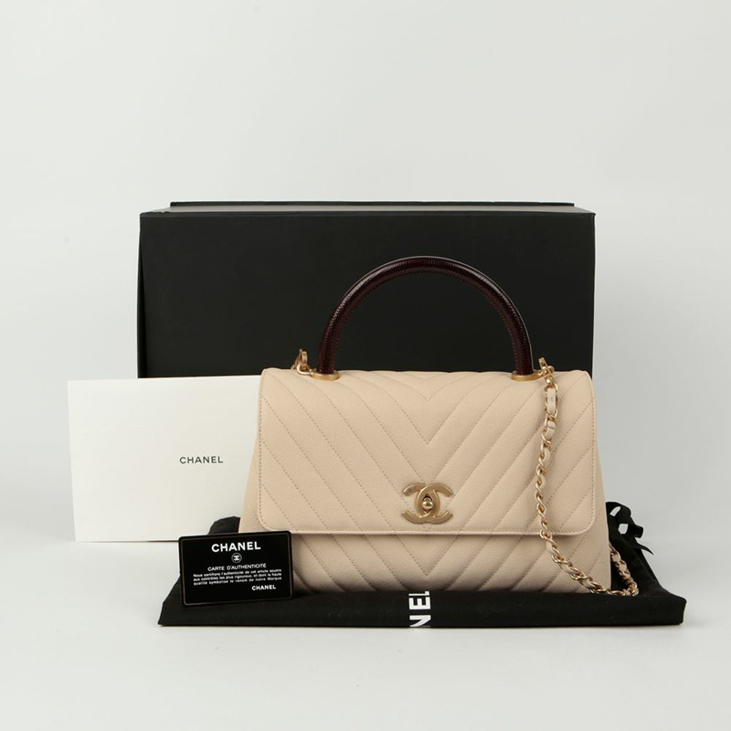 CHANEL Caviar Skin Coco Handle 中型托特單肩包 A92991-0