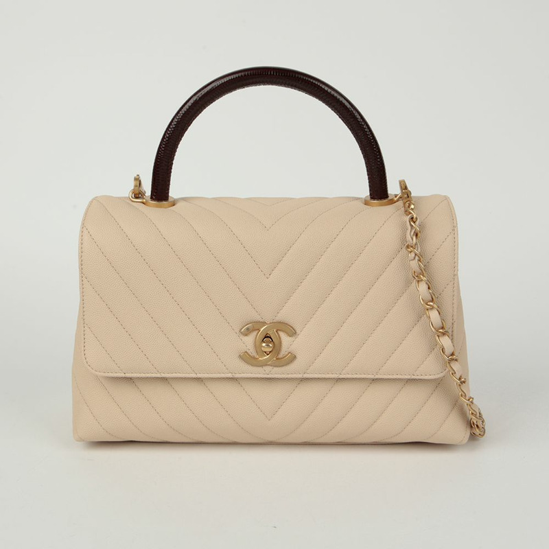 CHANEL Caviar Skin Coco Handle 中型托特單肩包 A92991-1