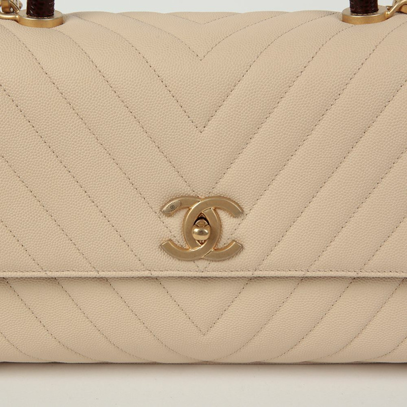 CHANEL Caviar Skin Coco Handle 中型托特單肩包 A92991-2