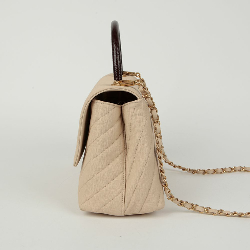 CHANEL Caviar Skin Coco Handle 中型托特單肩包 A92991-4