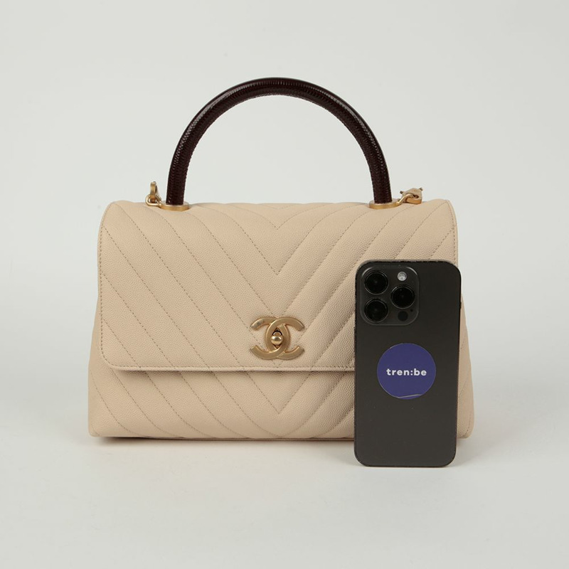 CHANEL Caviar Skin Coco Handle 中型托特單肩包 A92991-8