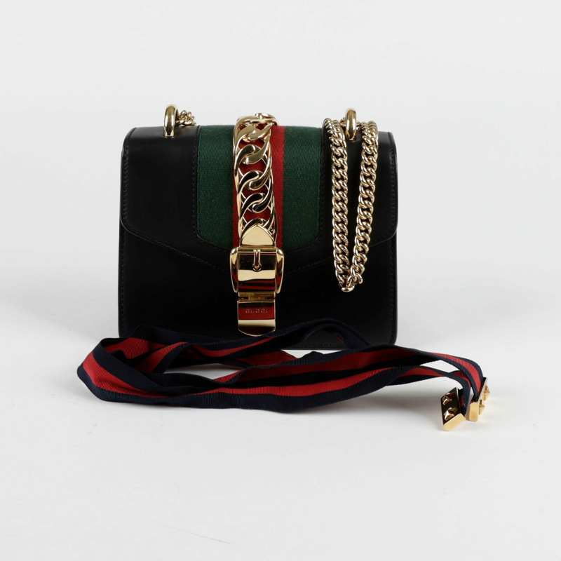 GUCCI 銀色迷你肩斜背包-0