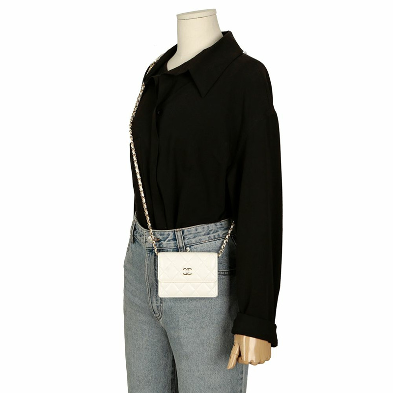 【包稅】CHANEL 山茶花鏈皮夾斜背包-11