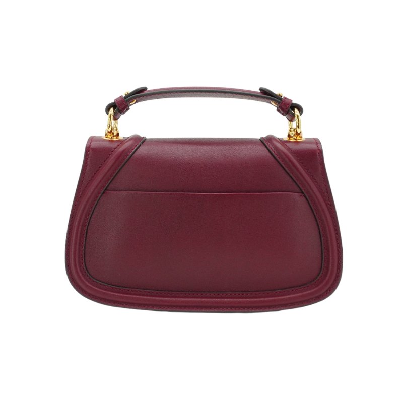 Gucci 展示品 Blondie 光滑皮革手提斜背包(815714-酒紅)-2