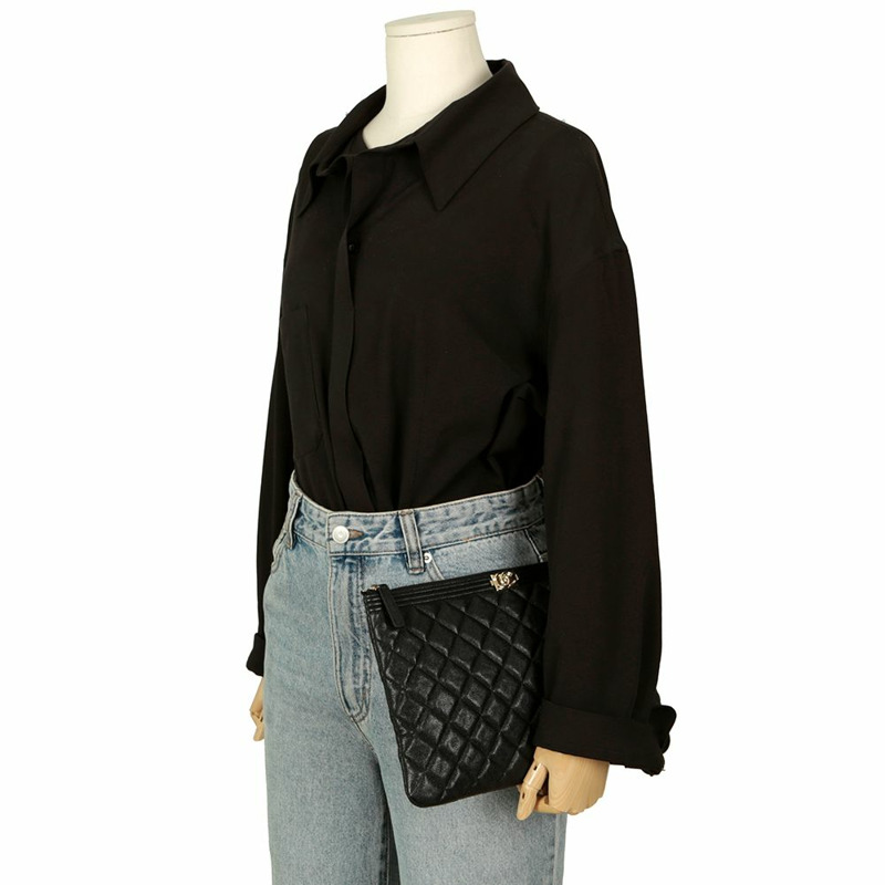 【包稅】CHANEL 魚子醬皮男孩新款中型手拿包-8