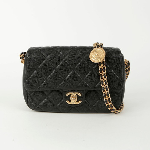 CHANEL Caviar Skin Chain Soul 翻蓋肩斜背包