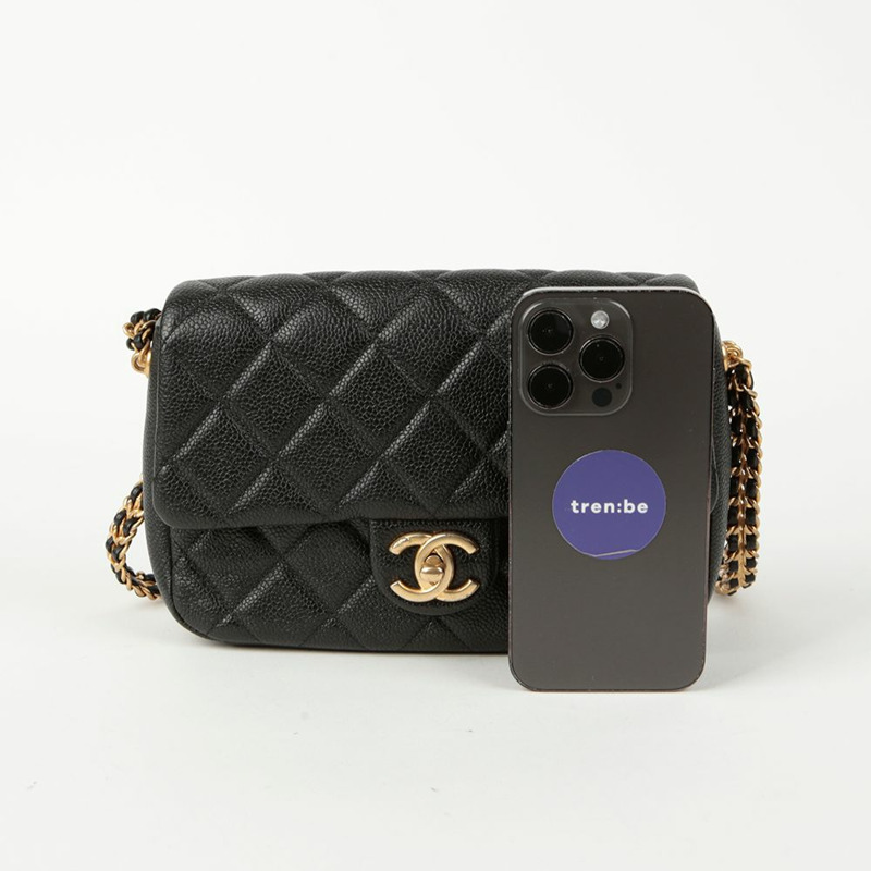 CHANEL Caviar Skin Chain Soul 翻蓋肩斜背包-7