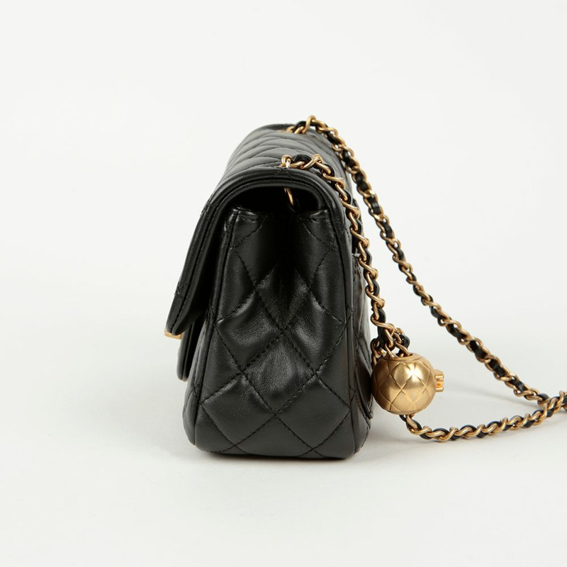 CHANEL Petite Sac 金色球鏈斜背包-5