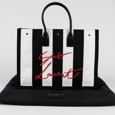 SAINT LAURENT 條紋購物手提袋