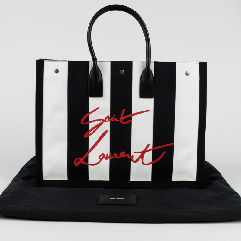 SAINT LAURENT 條紋購物手提袋-0