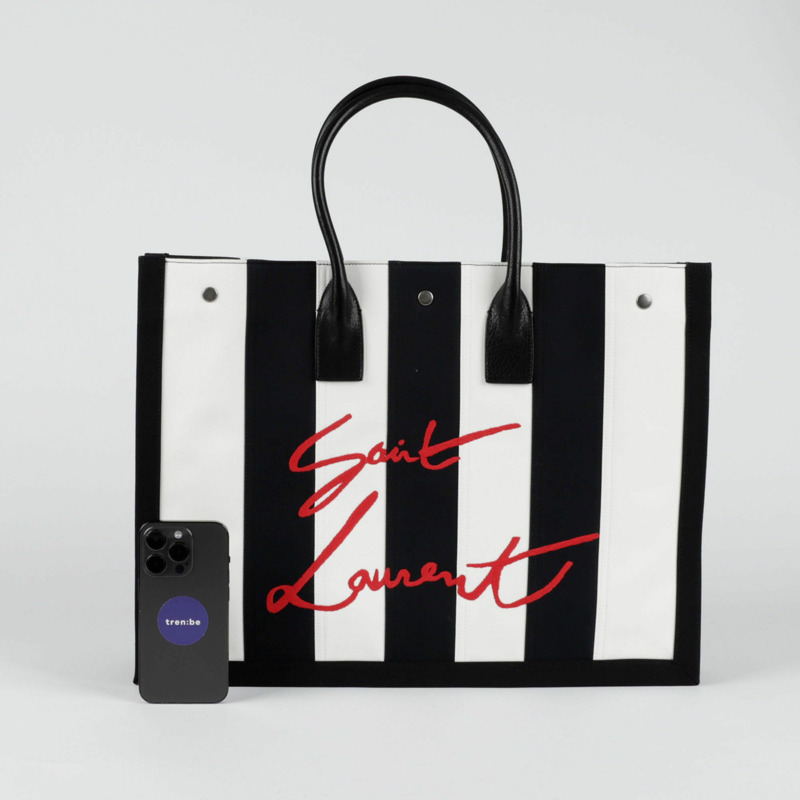 SAINT LAURENT 條紋購物手提袋-8