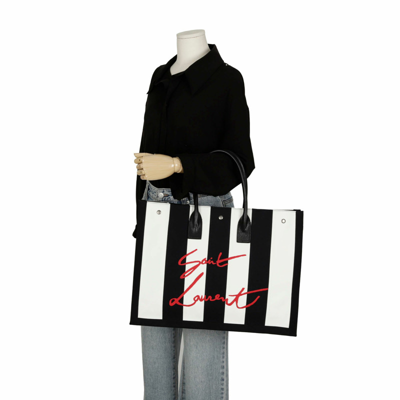 SAINT LAURENT 條紋購物手提袋-10