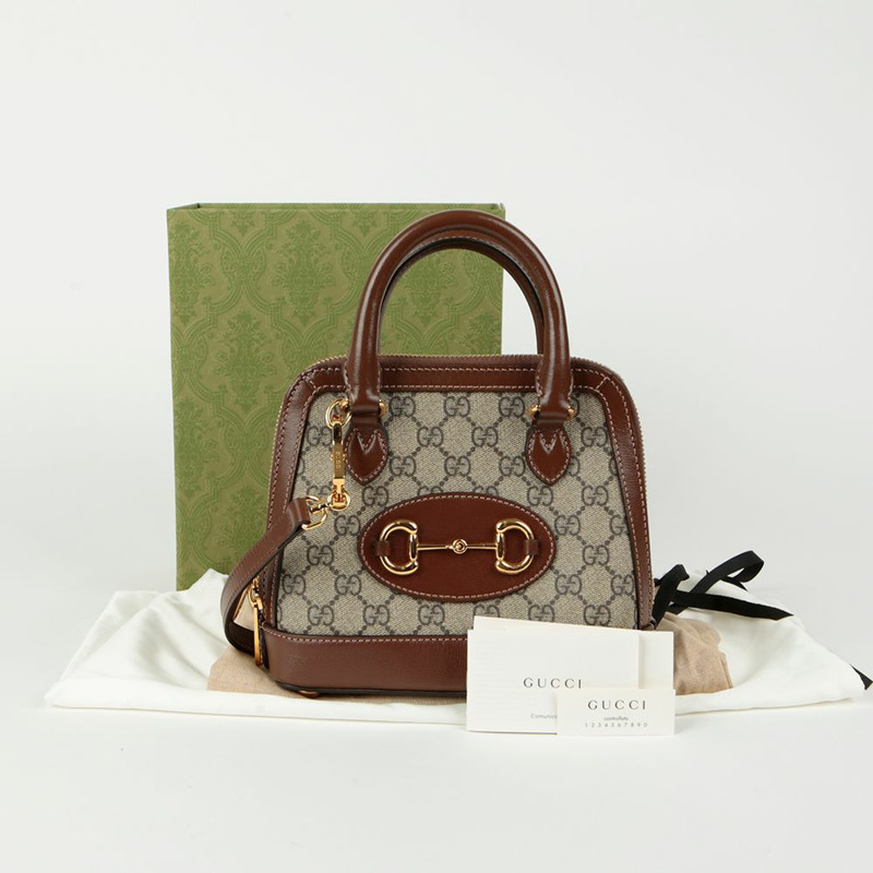 GUCCI Horsebit 1955 迷你頂部提把托特單肩包-0