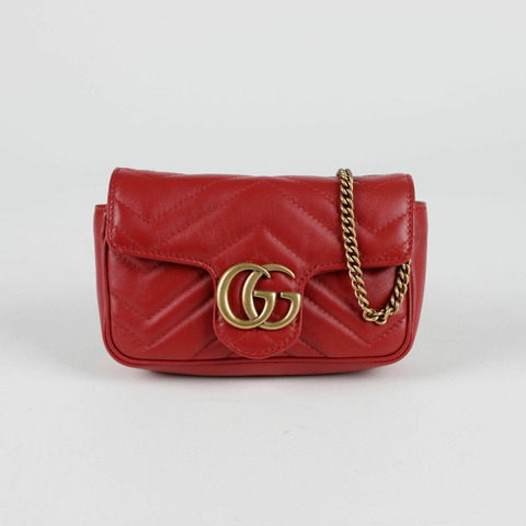 GUCCI 476433 GG Marmont 超迷你鏈條單肩斜背包