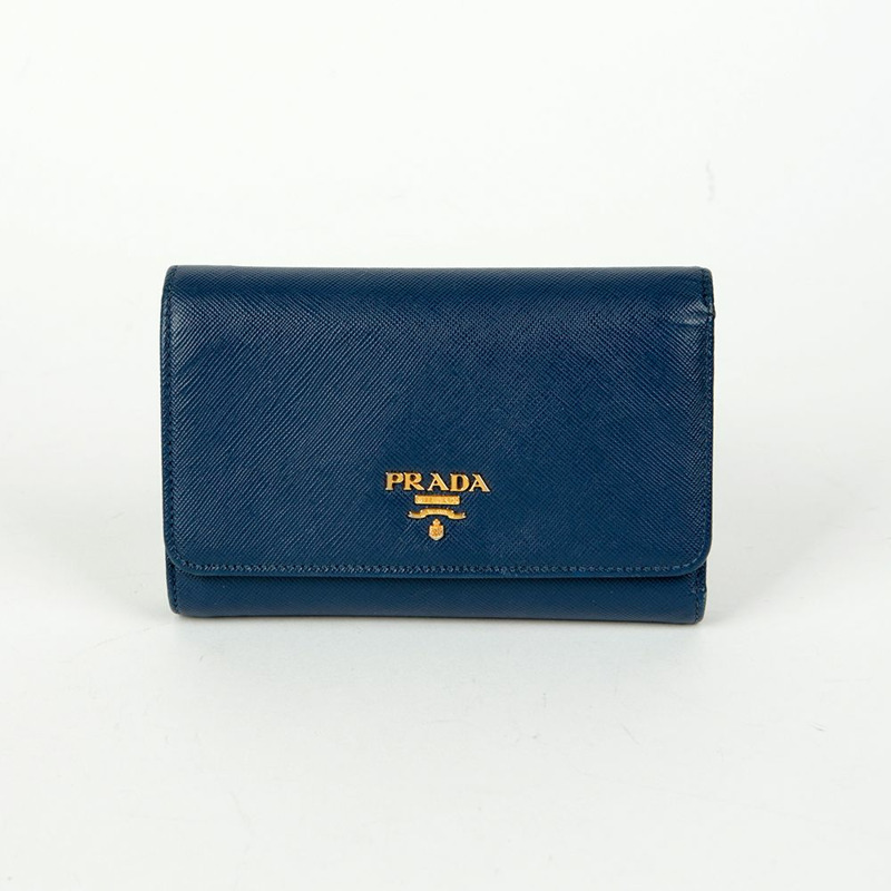 PRADA 金屬標誌緊湊型皮夾-0