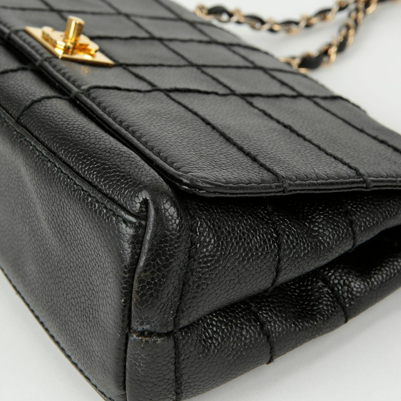 CHANEL Caviar Skin Wild Stitch 巧克力條翻蓋鏈條單肩包-6