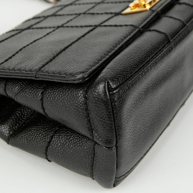 CHANEL Caviar Skin Wild Stitch 巧克力條翻蓋鏈條單肩包-7