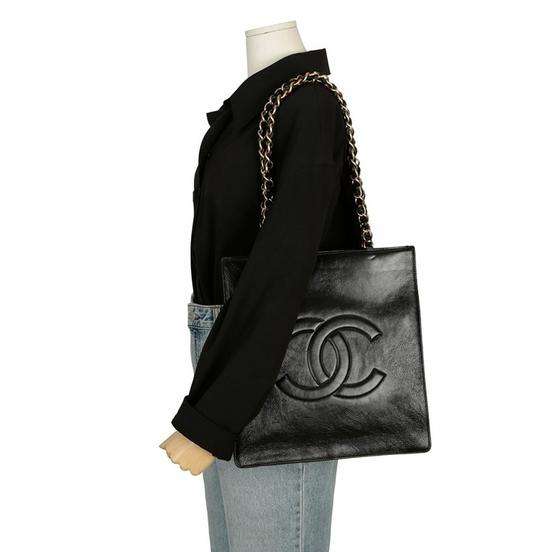 CHANEL CC 標誌購物手提單肩包-9