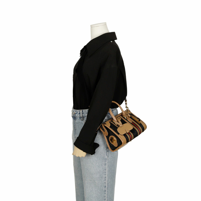 GUCCI Ophidia Web 迷你頂部提把托特單肩包-12