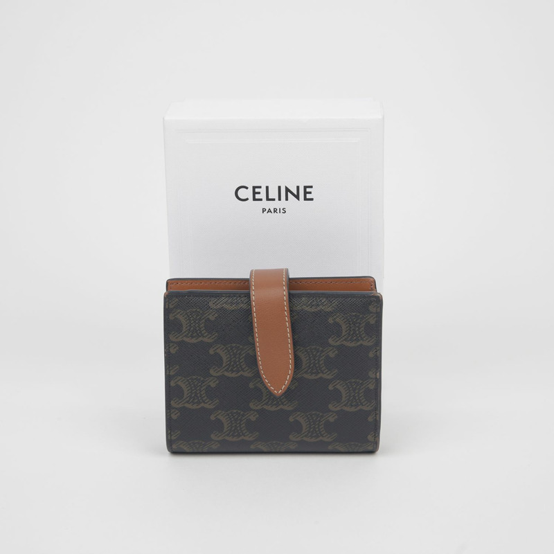 CELINE 10H262DB7 Triomphe 小號肩帶皮夾-0