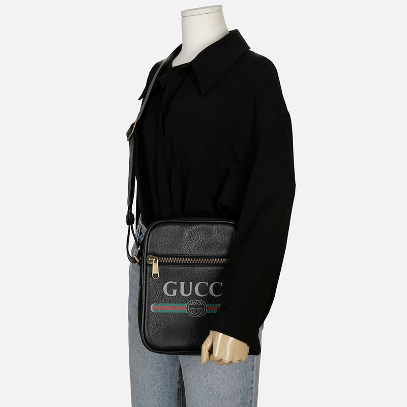GUCCI 標誌印花斜背肩背包-10