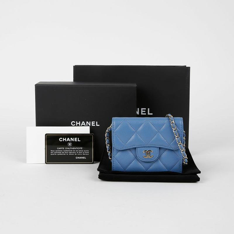 CHANEL Caviar Skin 經典鏈條皮夾斜背包-0