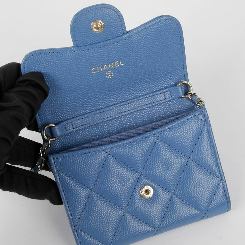 CHANEL Caviar Skin 經典鏈條皮夾斜背包-8