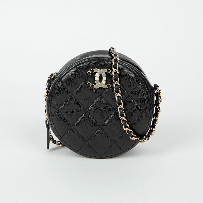 CHANEL Caviar Skin 圓形單肩斜背包-0
