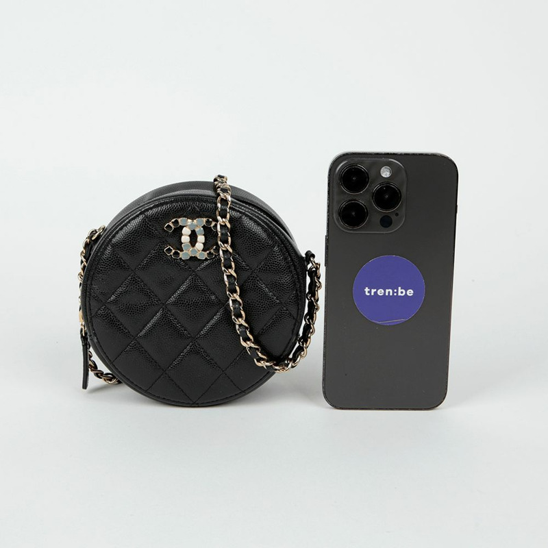 CHANEL Caviar Skin 圓形單肩斜背包-9