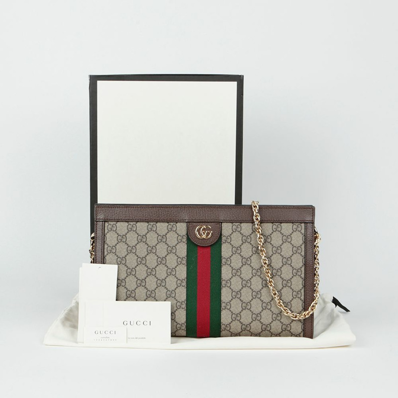 GUCCI 中型 GG Supreme Ophidia 鏈條單肩包-0