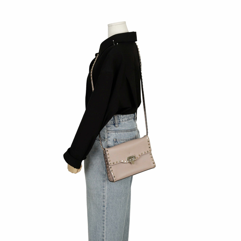 VALENTINO Rockstud 翻蓋肩斜背包 2B0181-10