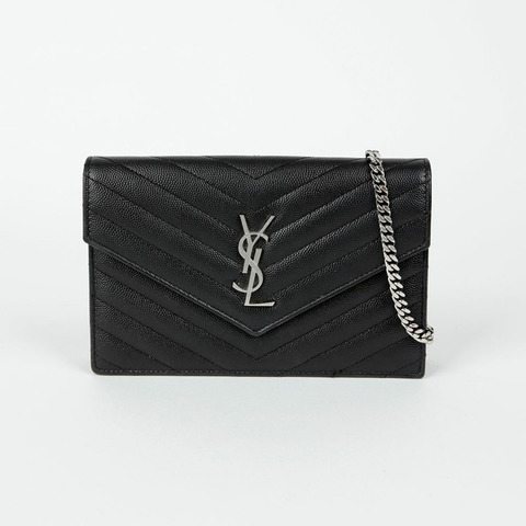 SAINT LAURENT 信封鏈條皮夾斜背包 393953