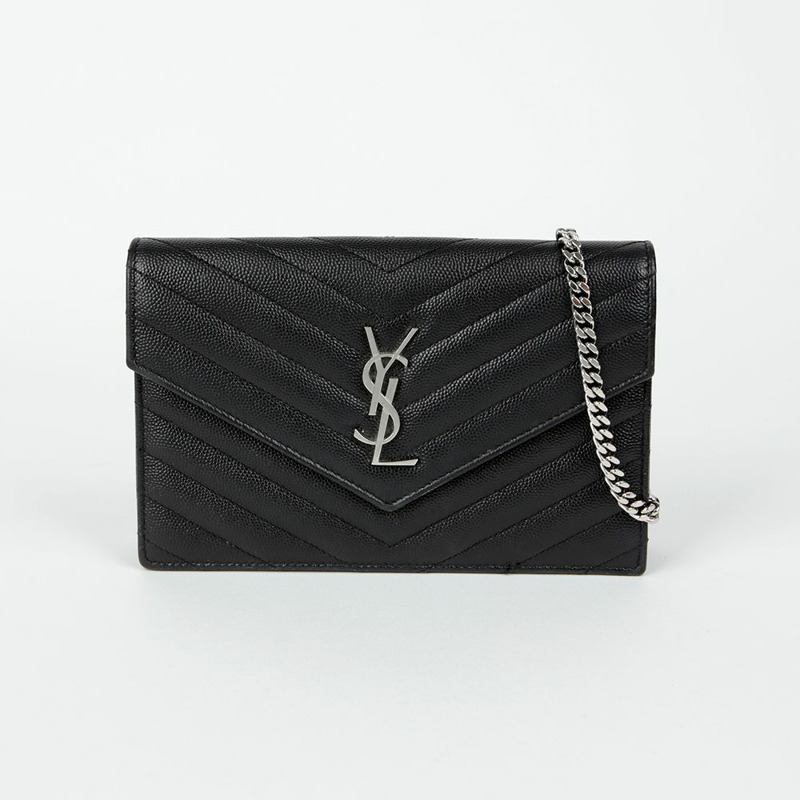 SAINT LAURENT 信封鏈條皮夾斜背包 393953-0