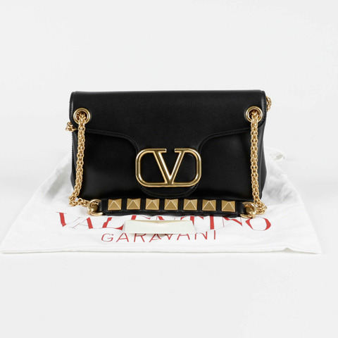 VALENTINO V 型標誌羅馬鉚釘鏈單肩包